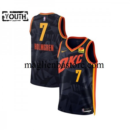 Maglia NBA Oklahoma City Thunder Chet Holmgren 7 2023-2024 Nike City Edition Navy Swingman - Bambino
